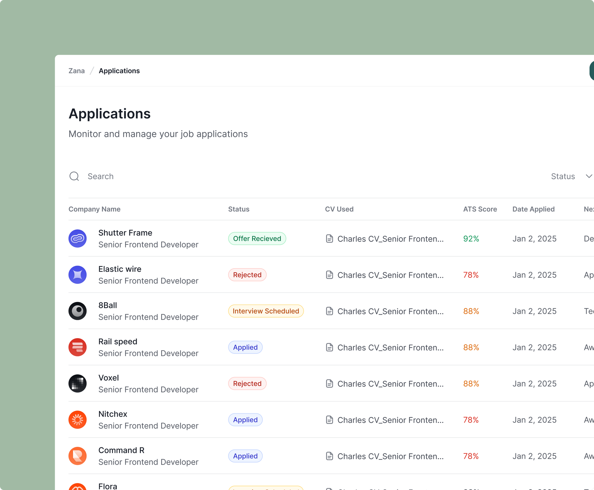 APPLICATION TRACKING DASHBOARD